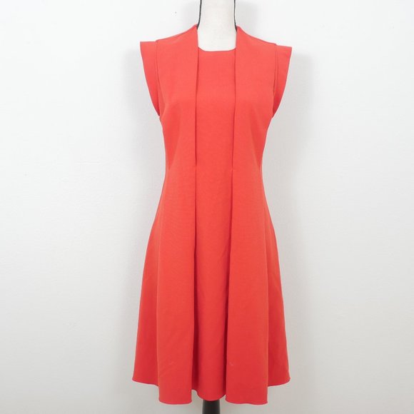 No 21 Dresses & Skirts - No 21 Red Short Sleeve Pin Tucked Pleated Front Vintage Mid Length Dress